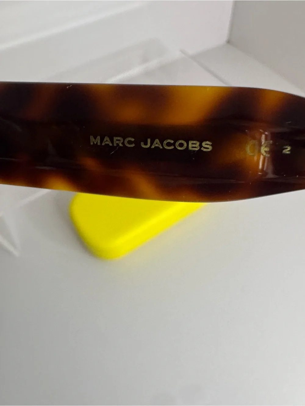 Marc Jacobs Tortoiseshell Brown Oval Sunglasses with Yellow-Trim Case